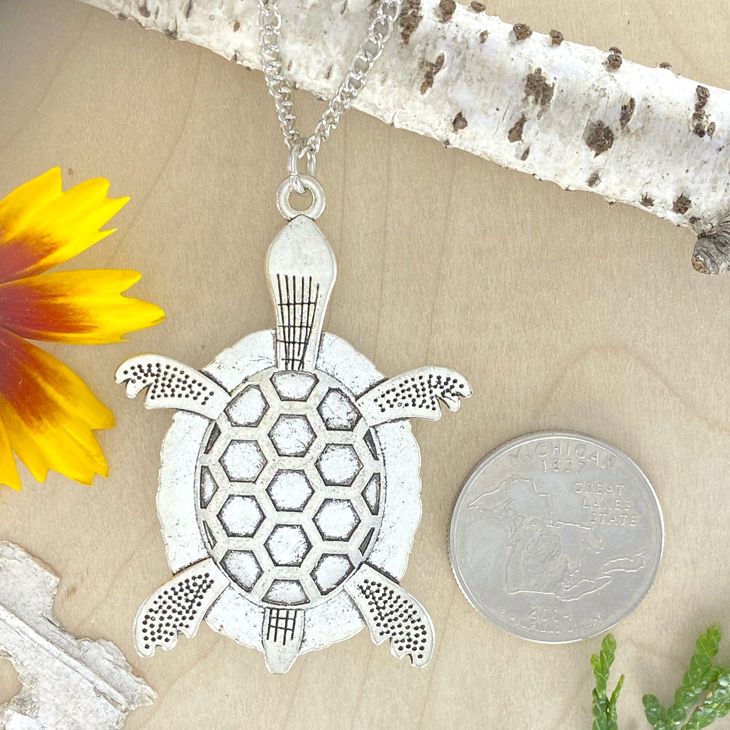 Petoskey Stone Turtle Pendant Necklace - Stone Treasures by the Lake