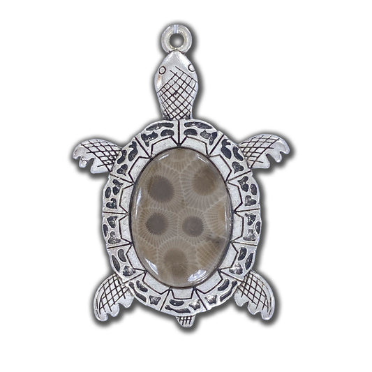 Petoskey Stone Turtle Pendant Necklace - Stone Treasures by the Lake