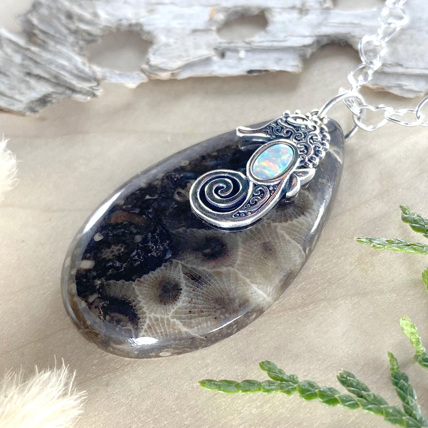 Petoskey Stone Fossil Hash Pendant - Stone Treasures by the Lake