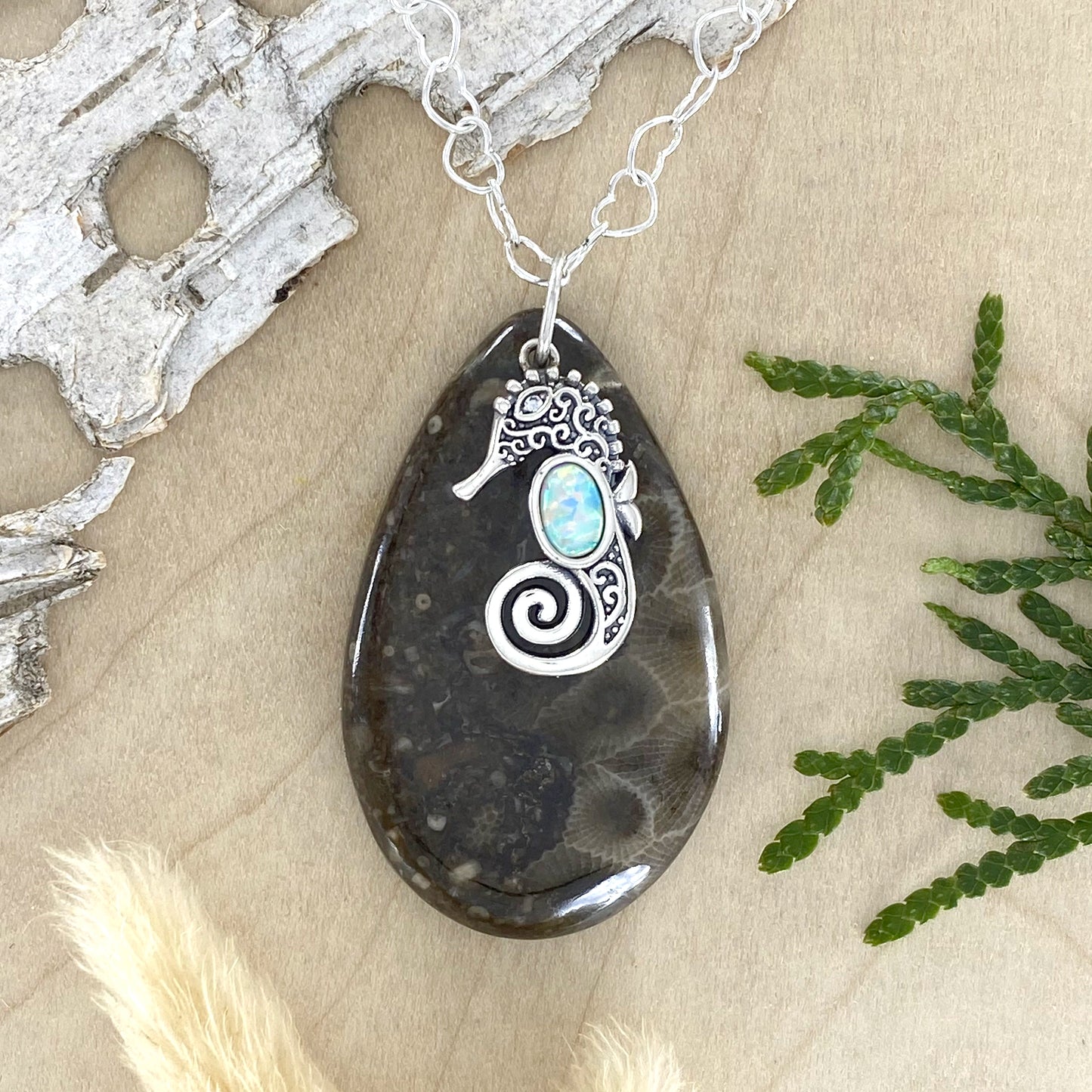 Petoskey Stone Fossil Hash Pendant - Stone Treasures by the Lake