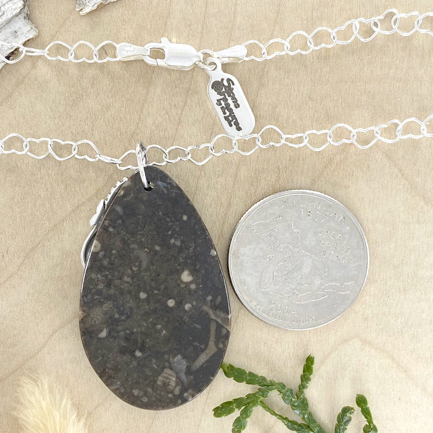 Petoskey Stone Fossil Hash Pendant - Stone Treasures by the Lake
