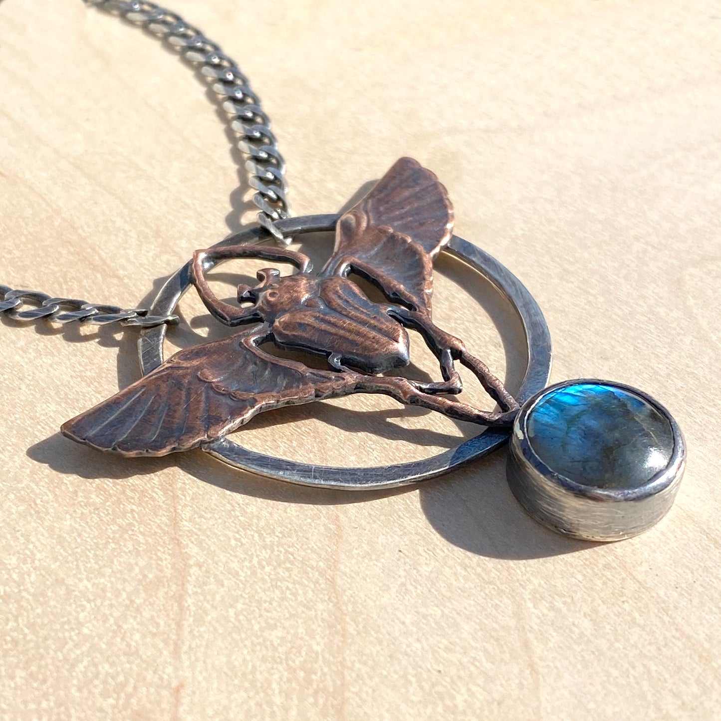 Labradorite Scarab Pendant Necklace - Stone Treasures by the Lake