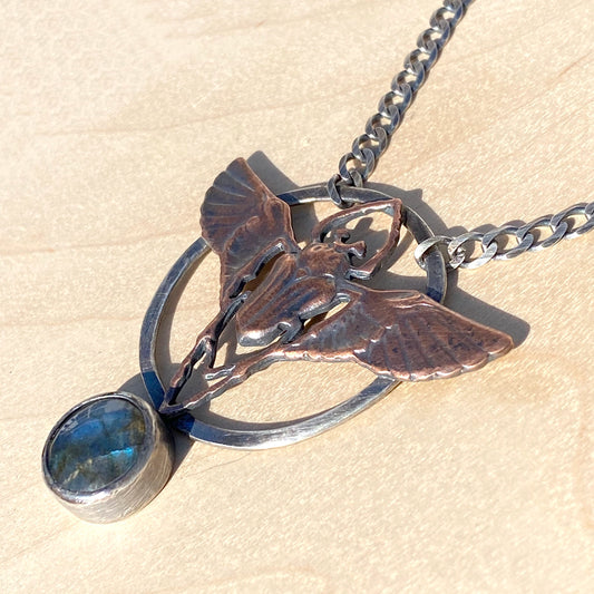 Labradorite Scarab Pendant Necklace - Stone Treasures by the Lake