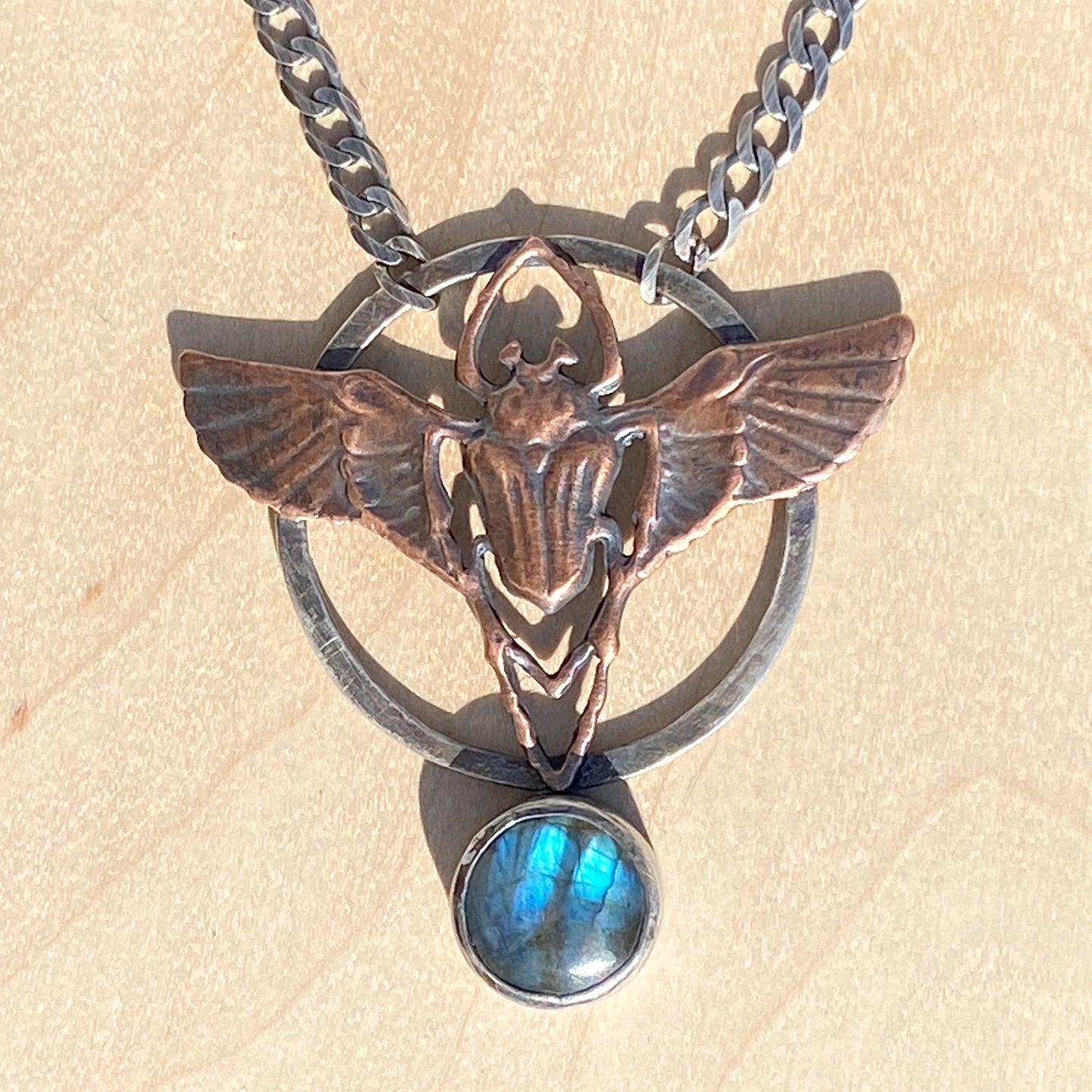 Labradorite Scarab Pendant Necklace - Stone Treasures by the Lake