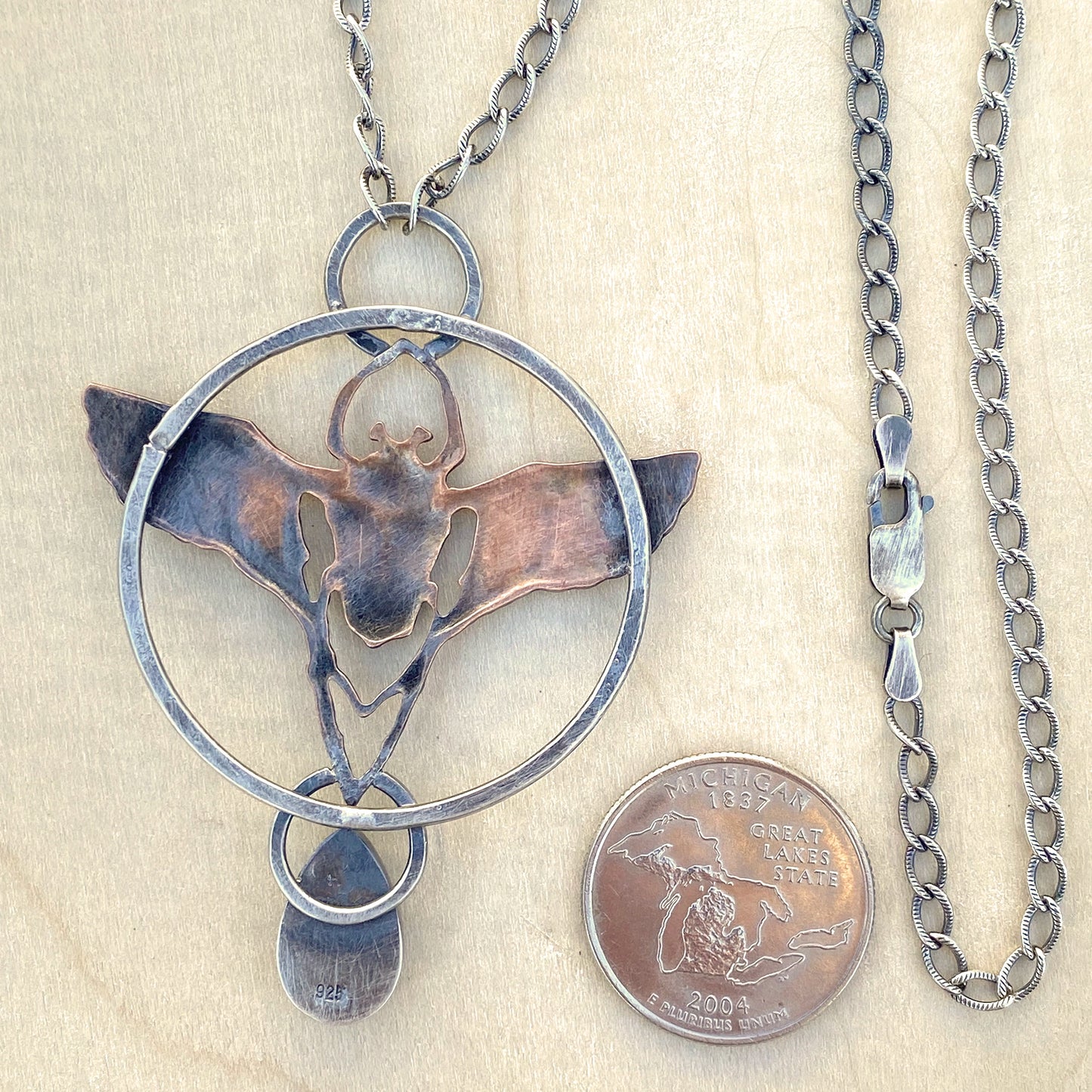 Spectrolite Scarab Pendant Necklace - Stone Treasures by the Lake