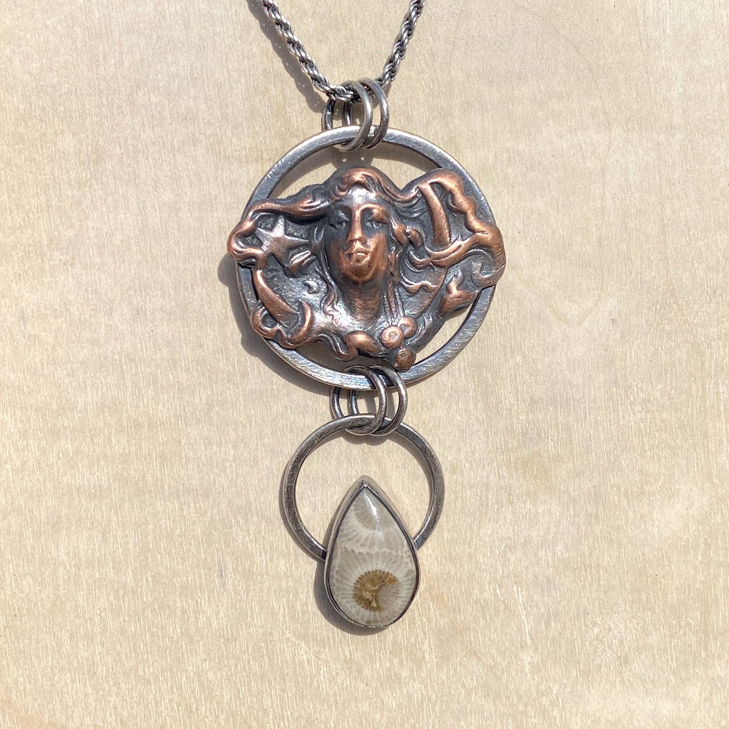 Petoskey Stone Artemis in the Sky Pendant Necklace - Stone Treasures by the Lake