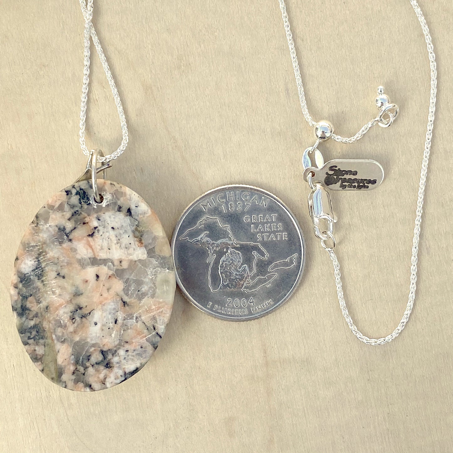 Granite with Snail Charm Pendant Necklace - Stone Treasures by the Lake