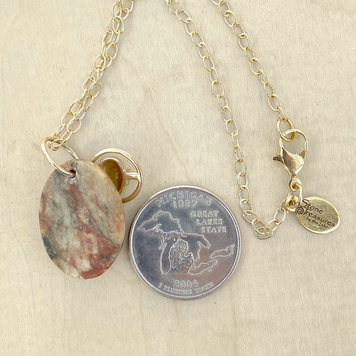 Granite with Mushroom Charm Pendant Necklace - Stone Treasures by the Lake