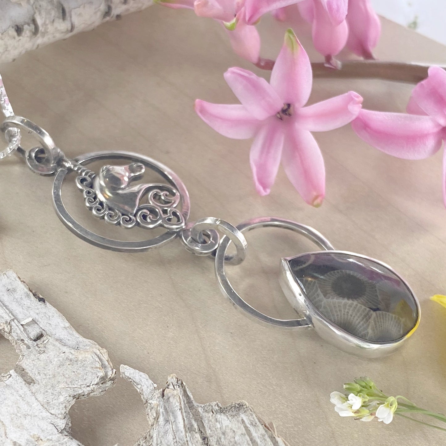Petoskey Stone Unicorn Pendant Necklace - Stone Treasures by the Lake