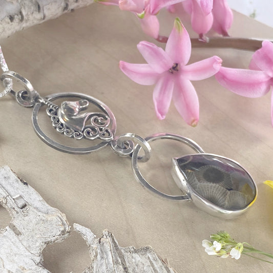 Petoskey Stone Unicorn Pendant Necklace - Stone Treasures by the Lake