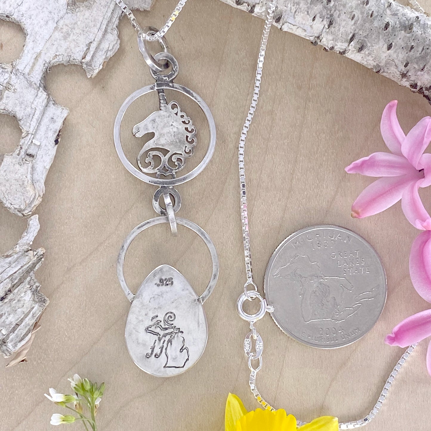 Petoskey Stone Unicorn Pendant Necklace - Stone Treasures by the Lake