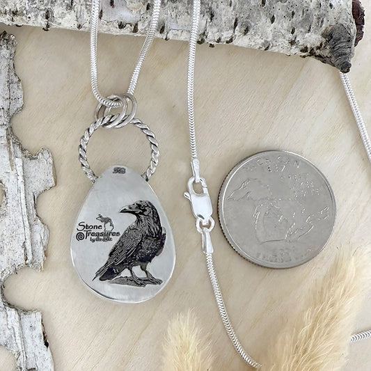 Labradorite with Raven Pendant Necklace - Stone Treasures by the Lake