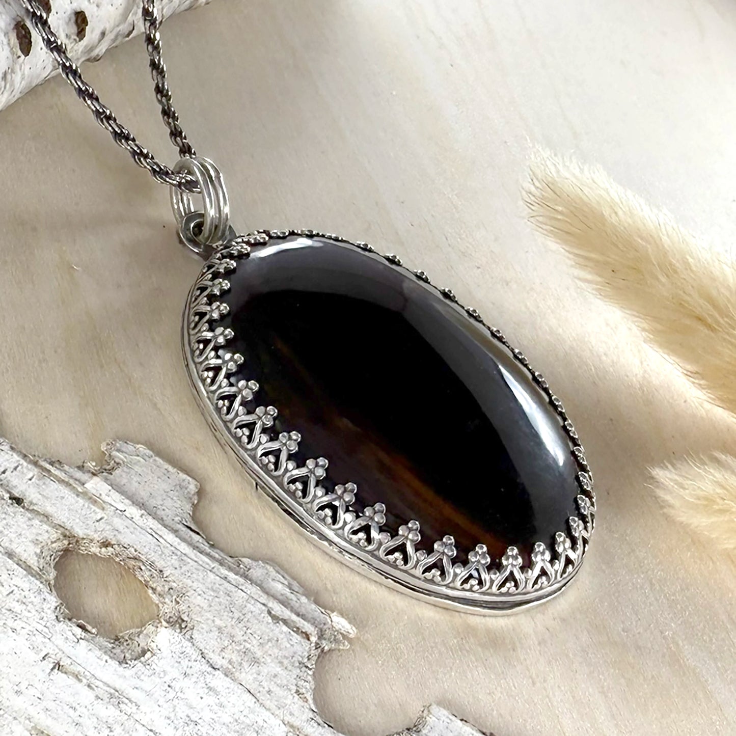 Glass Buttes Fire Pit Obisidian Pendant Necklace - Stone Treasures