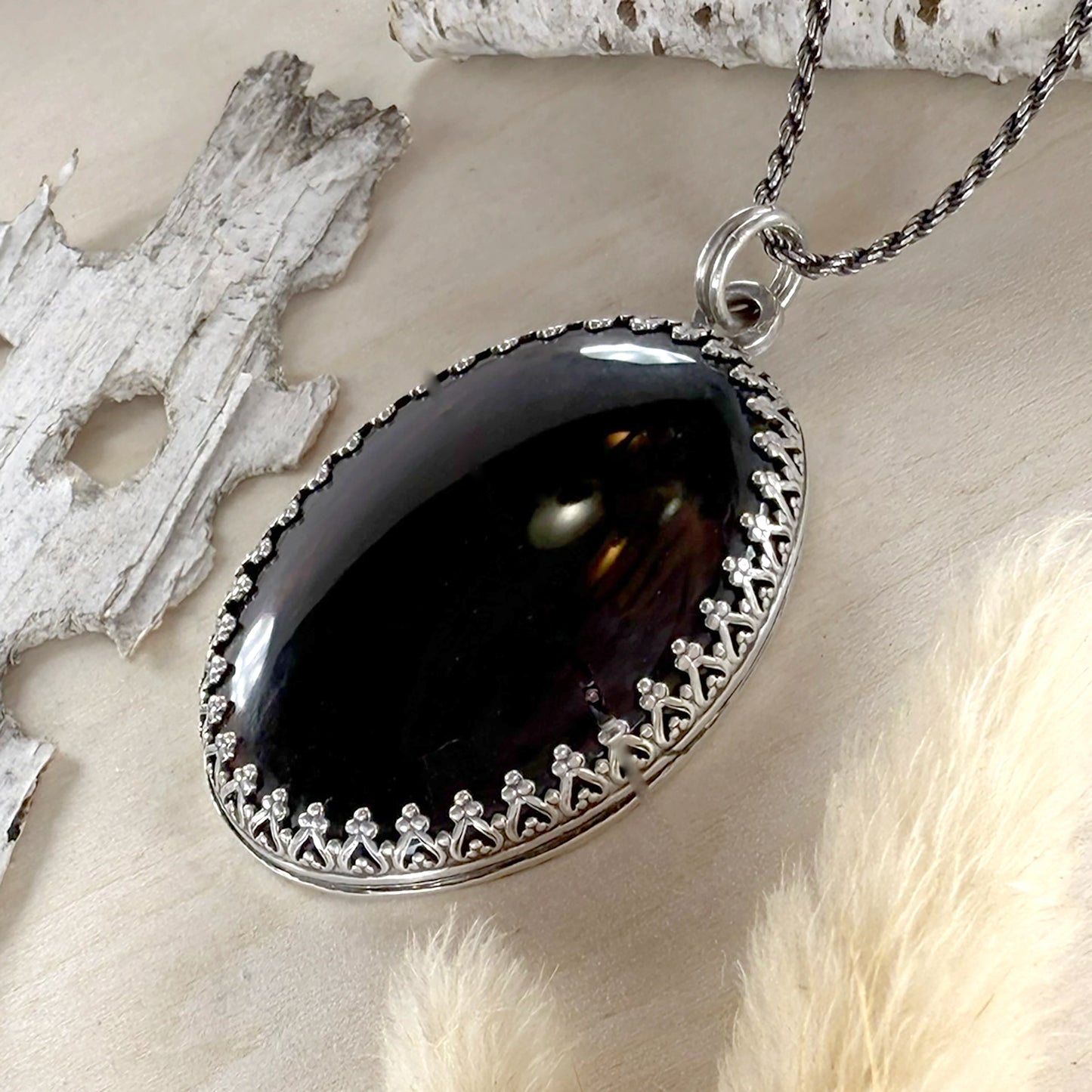 Glass Buttes Fire Pit Obisidian Pendant Necklace - Stone Treasures