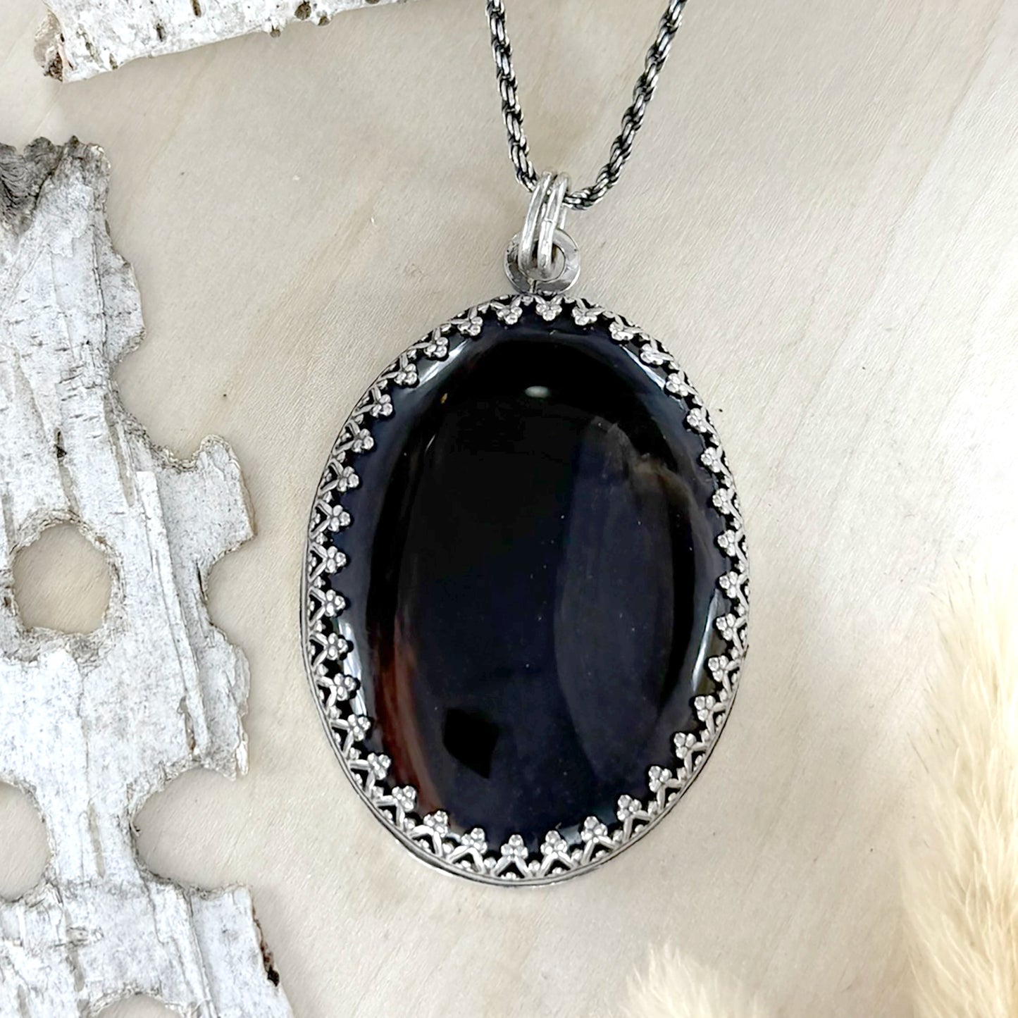 Glass Buttes Fire Pit Obisidian Pendant Necklace - Stone Treasures