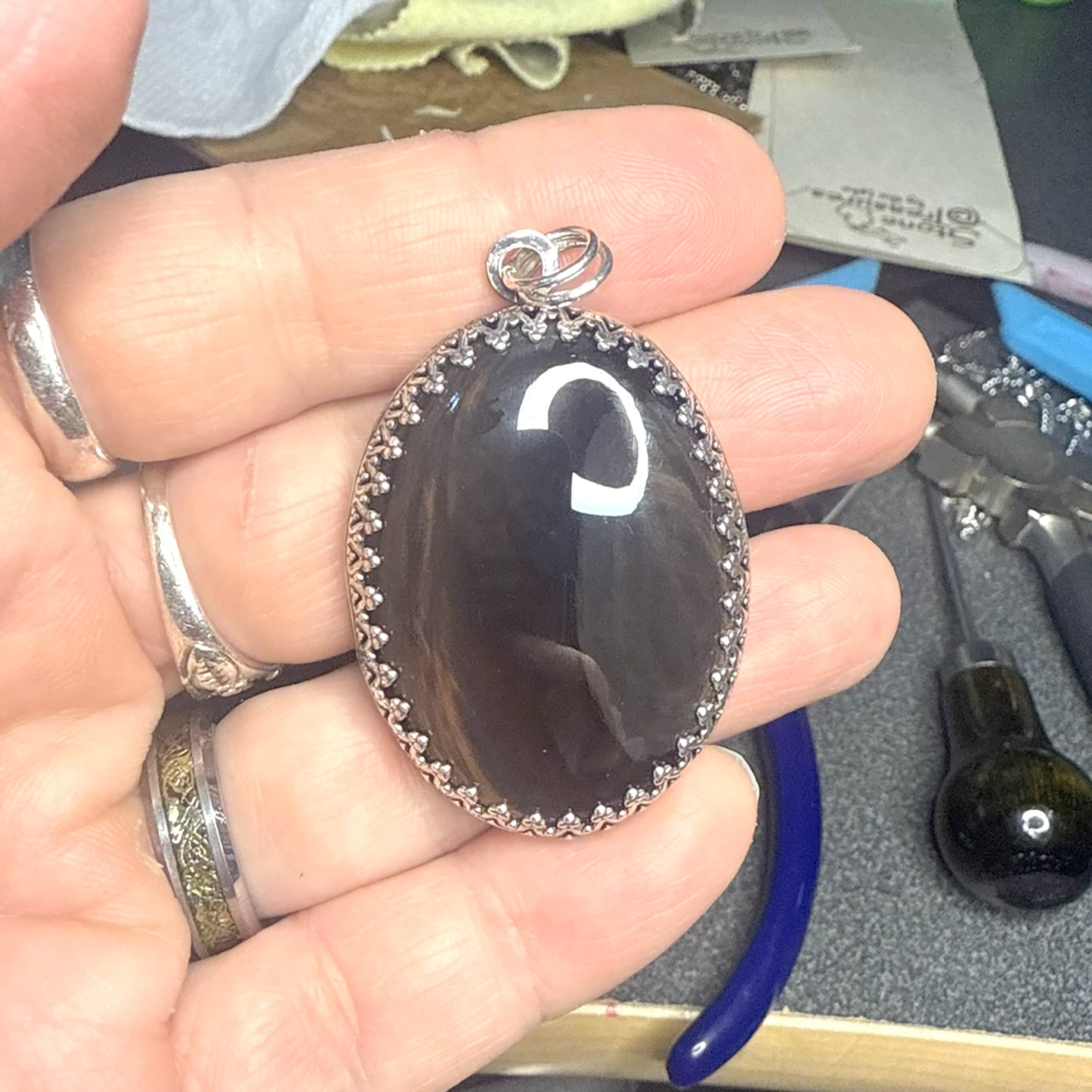 Glass Buttes Fire Pit Obisidian Pendant Necklace - Stone Treasures