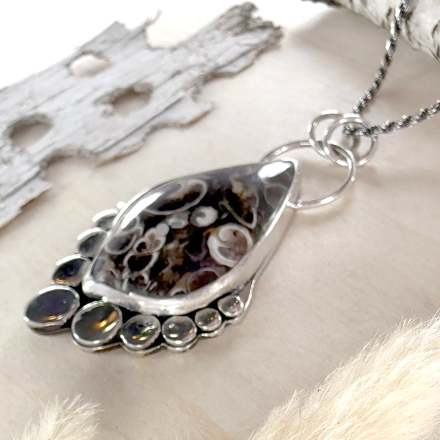 Turritella Agate Pendant Necklace - Stone Treasures by the Lake