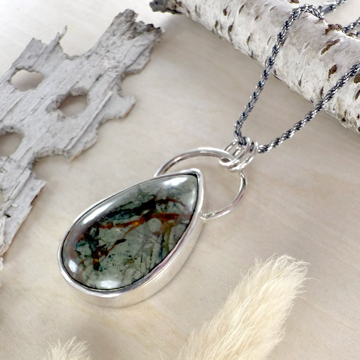 Lake Michigan Epidote Pendant Necklace - Stone Treasures by the Lake
