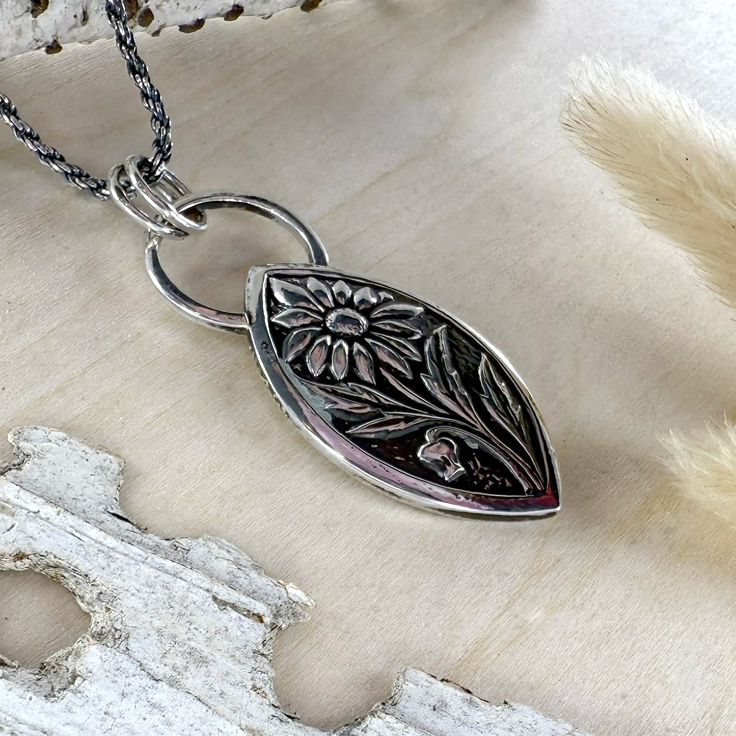 Sterling Silver Daisy Pendant Necklace - Stone Treasures by the Lake