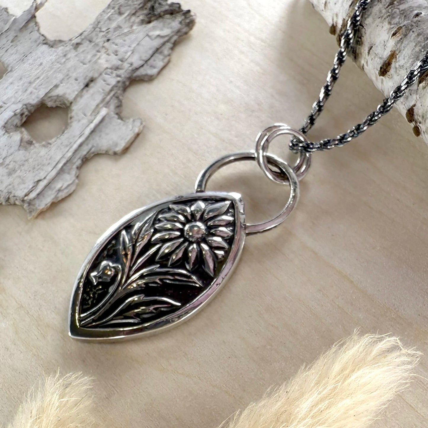 Sterling Silver Daisy Pendant Necklace - Stone Treasures by the Lake