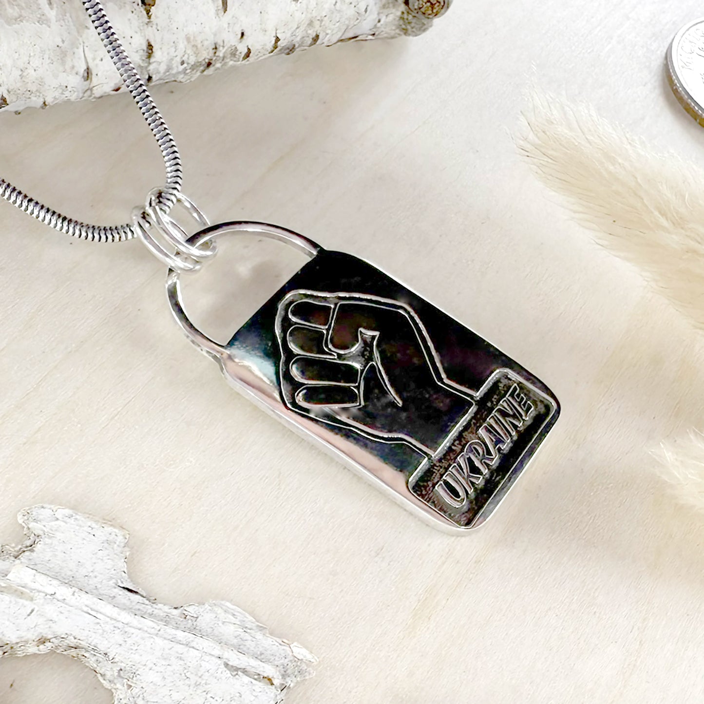 Sterling Silver Ukraine Pendant Necklace - Stone Treasures by the Lake