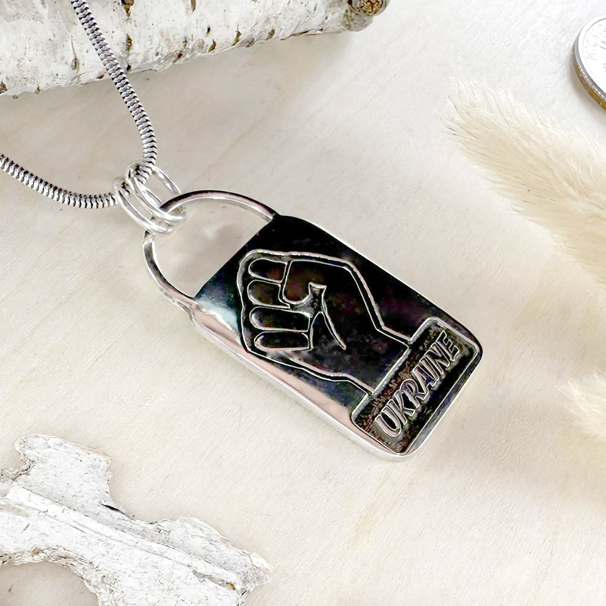 Sterling Silver Ukraine Pendant Necklace - Stone Treasures by the Lake