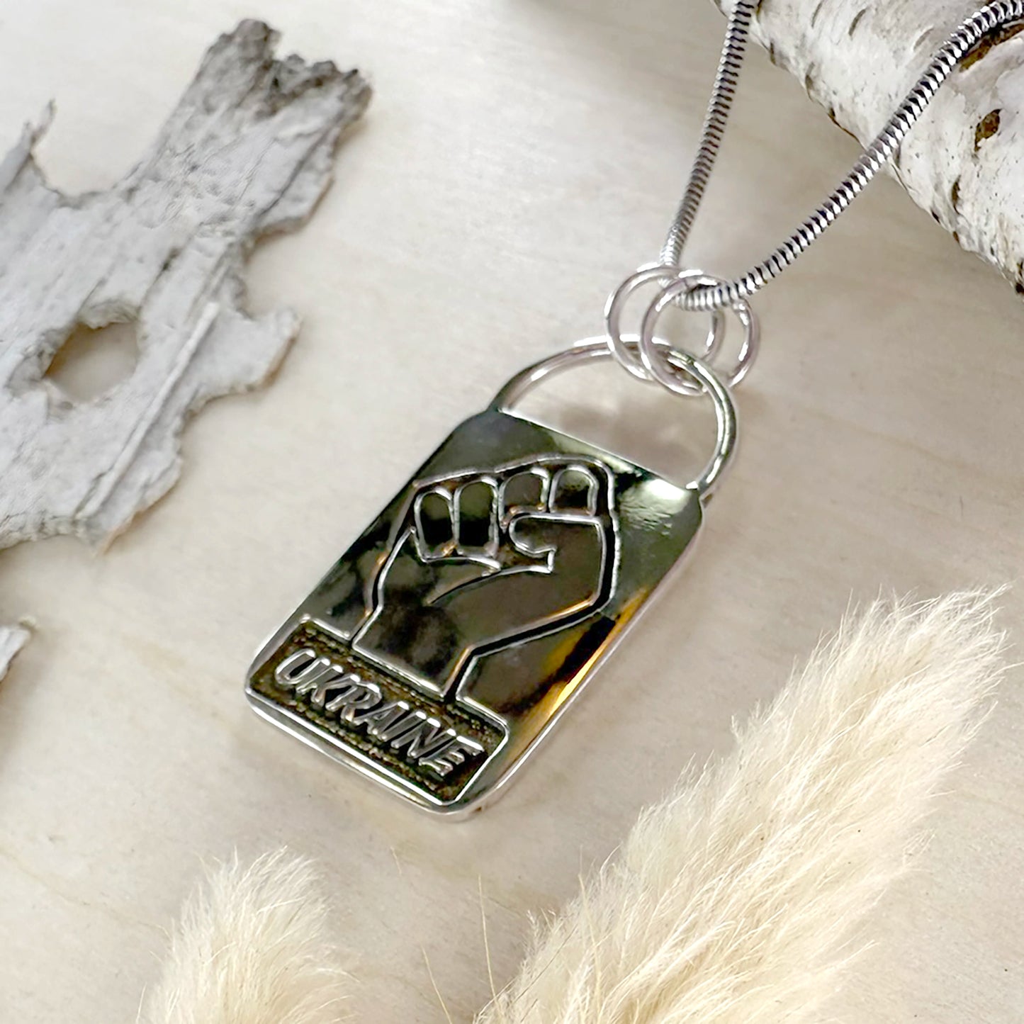 Sterling Silver Ukraine Pendant Necklace - Stone Treasures by the Lake