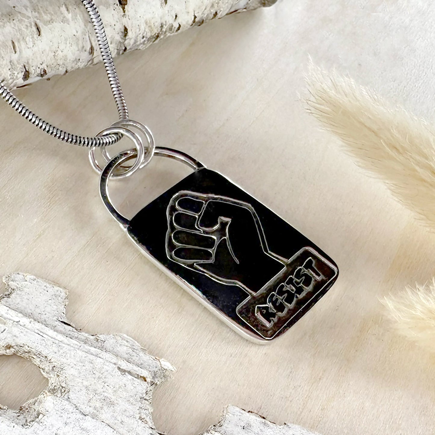 Sterling Silver Resist Pendant Necklace - Stone Treasures by the Lake