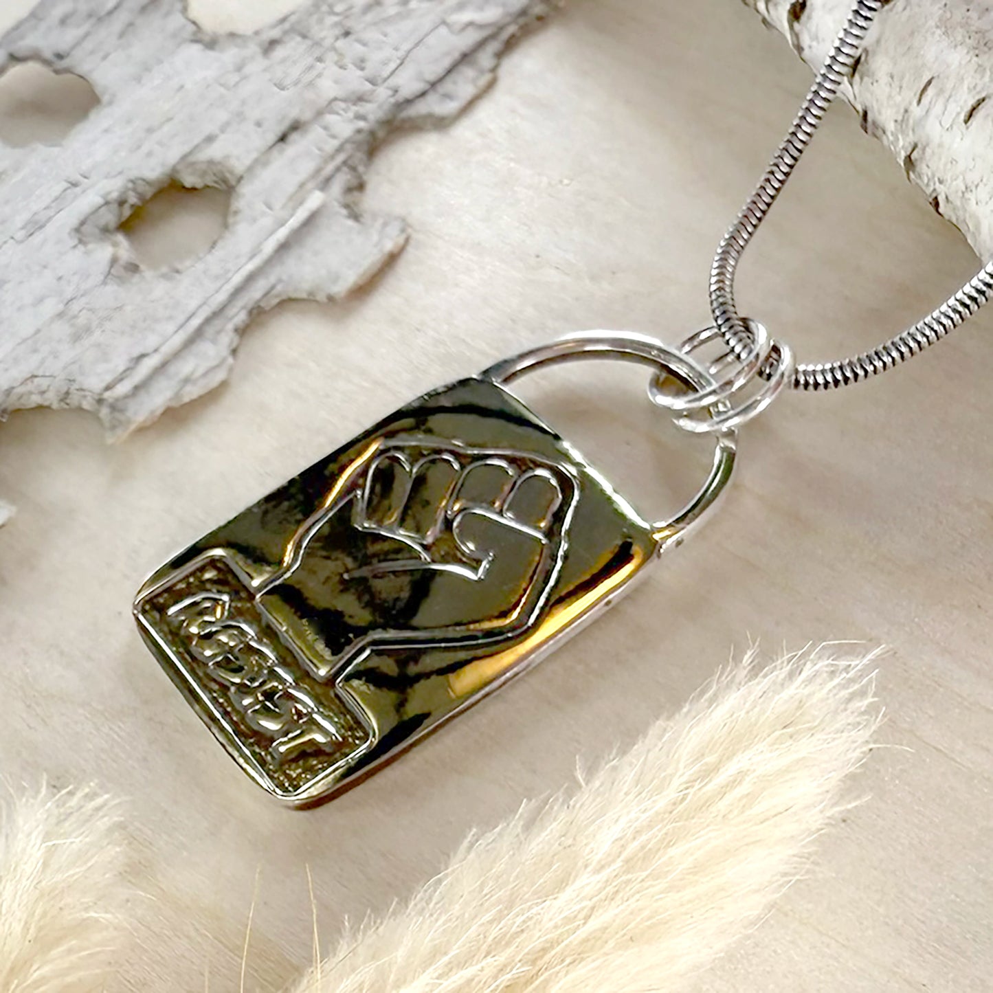 Sterling Silver Resist Pendant Necklace - Stone Treasures by the Lake