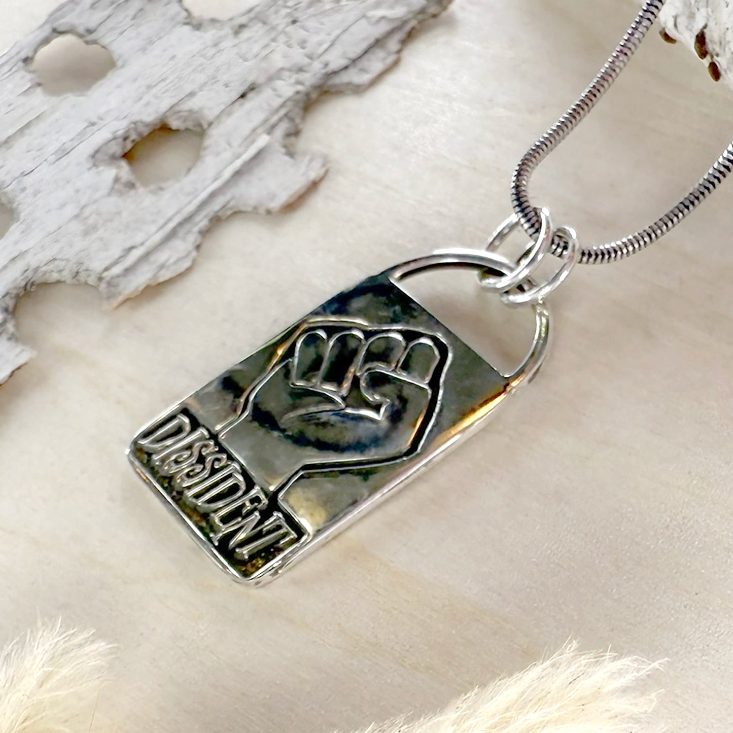 Sterling Silver Dissident Pendant Necklace - Stone Treasures by the Lake