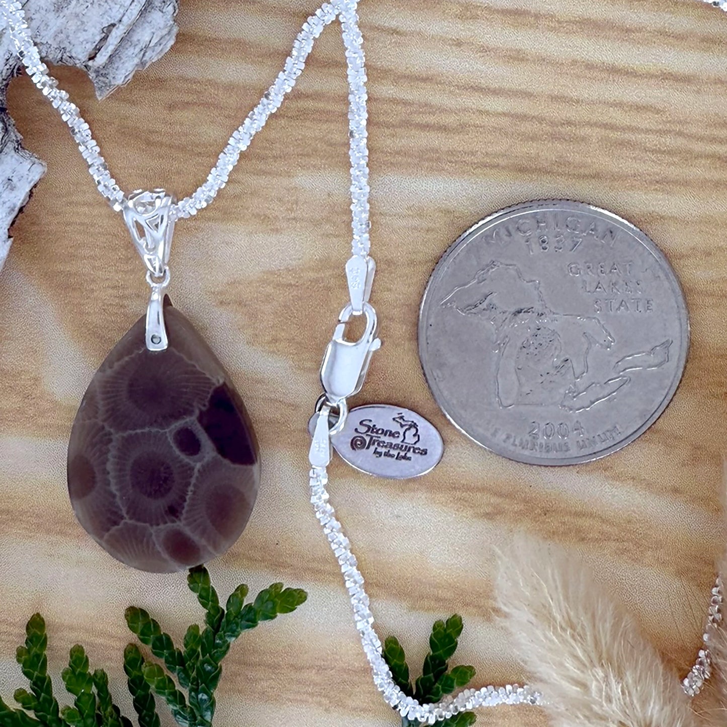 Petoskey Stone Pendant Necklace - Stone Treasures by the Lake