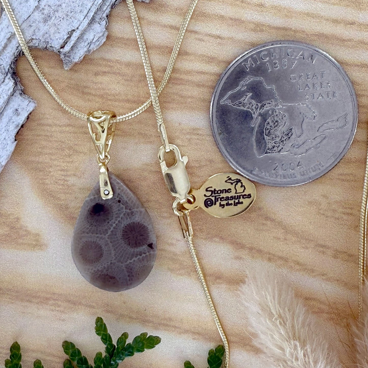 Petoskey Stone Pendant Necklace - Stone Treasures by the Lake