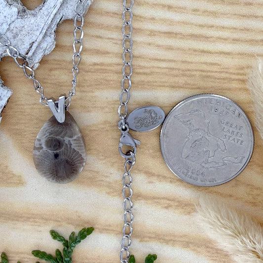 Petoskey Stone Pendant Necklace - Stone Treasures by the Lake