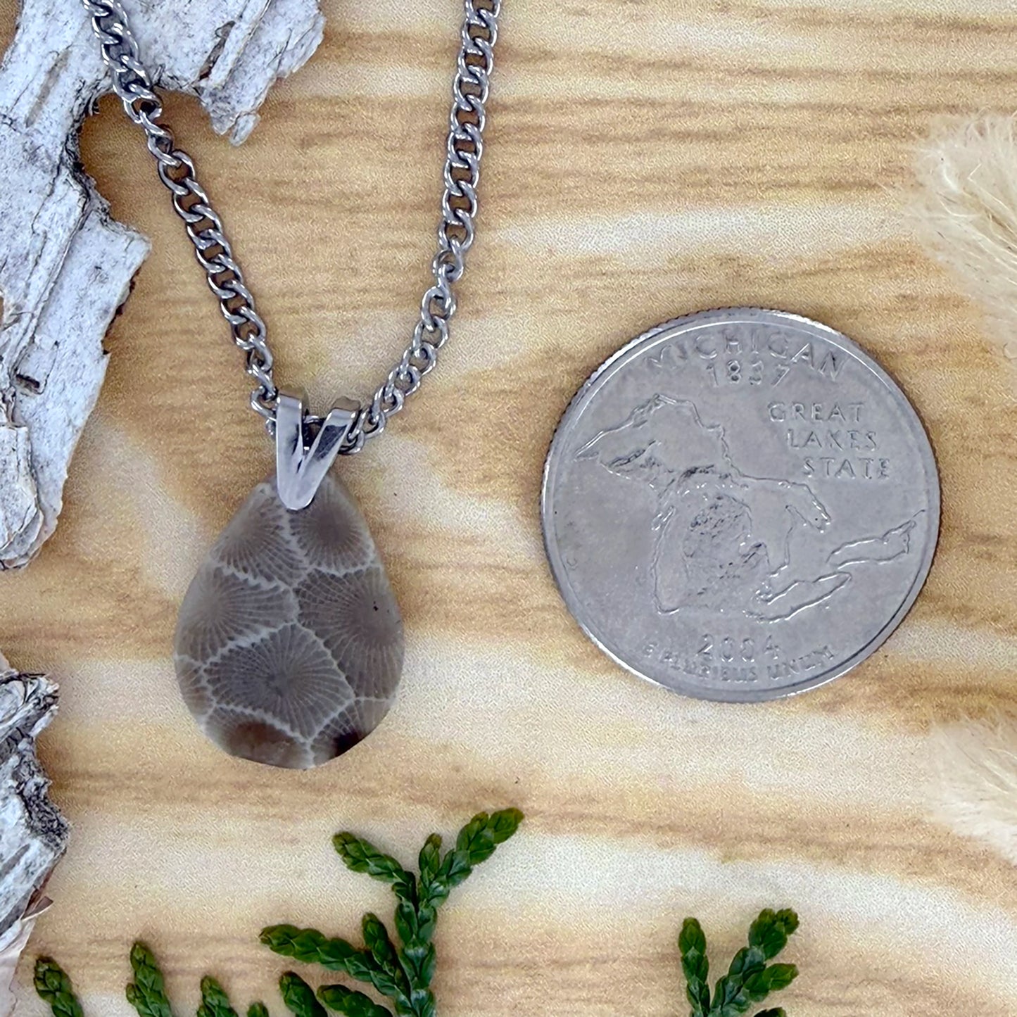 Petoskey Stone Pendant Necklace - Stone Treasures by the Lake
