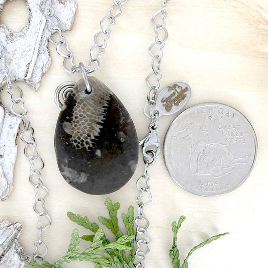 Cladopora Fossil Pendant Necklace - Stone Treasures by the Lake