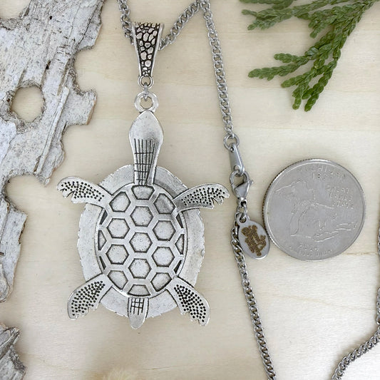 Petoskey Stone Turtle Pendant Necklace - Stone Treasures by the Lake