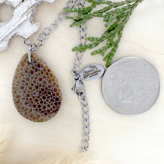 Cladopora Fossil Pendant Necklace - Stone Treasures by the Lake
