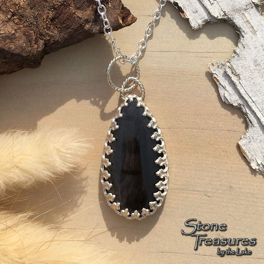 Hypersthene Pendant Necklace Front View2 - Stone Treasures by the Lake