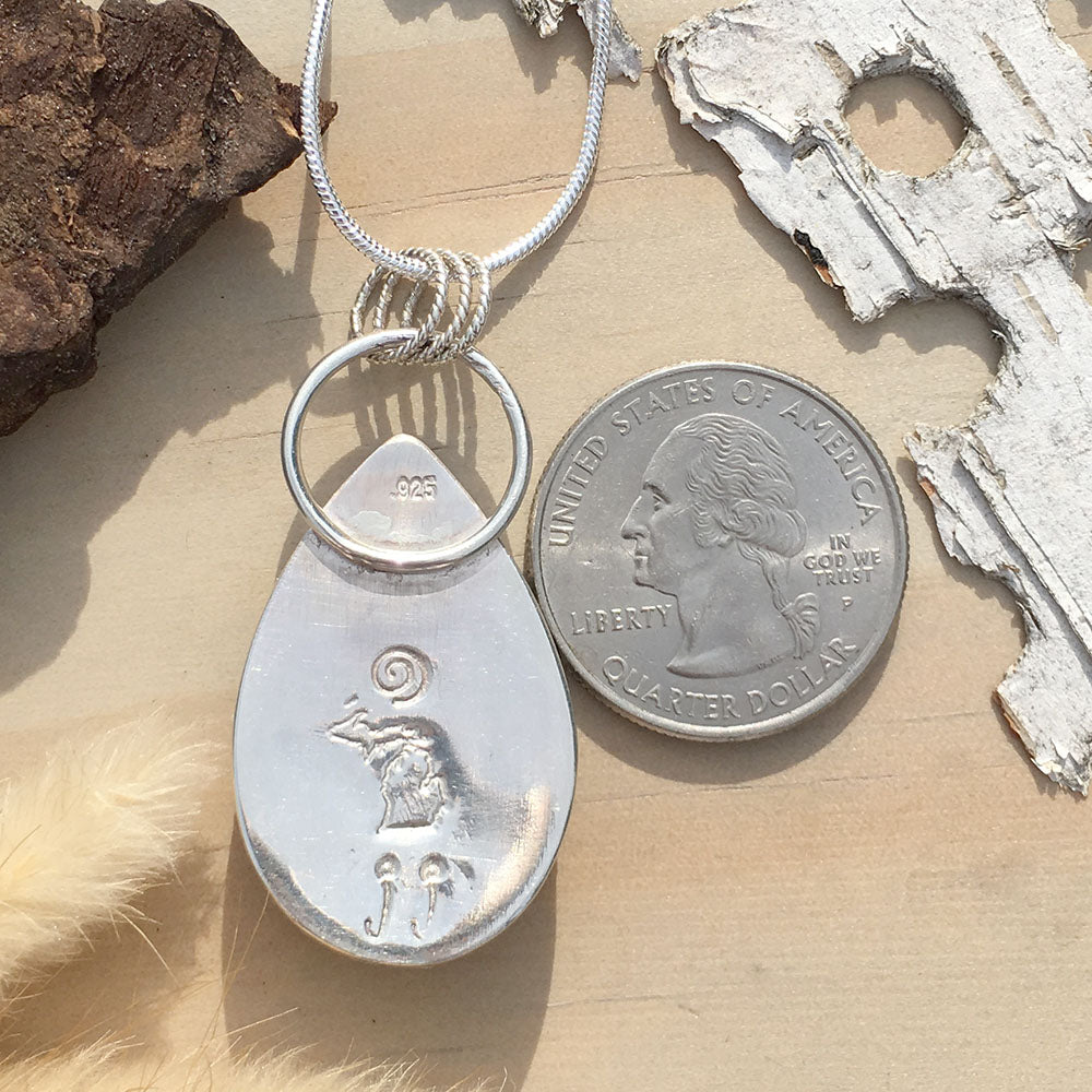 Aulocystis Fossil Pendant Necklace Back View - Stone Treasures by the Lake