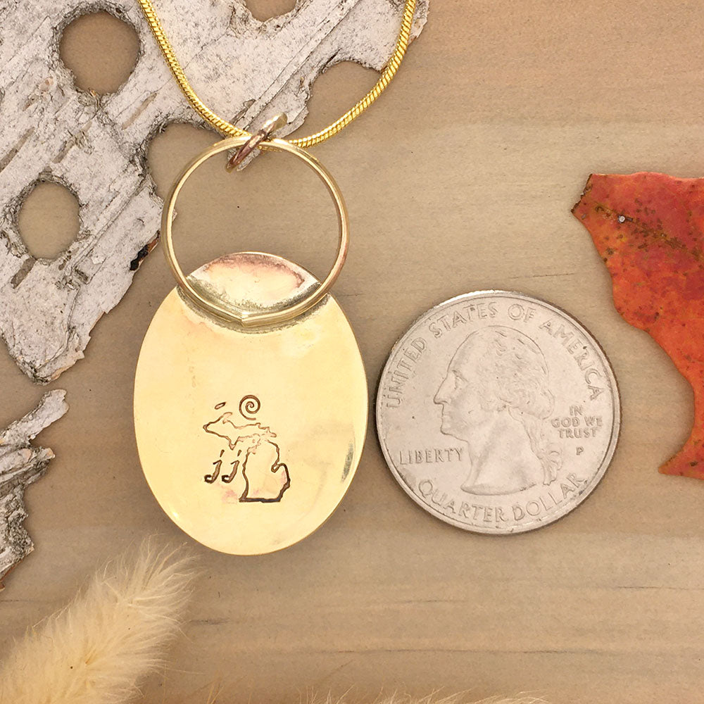 Yellow Feather Jasper Pendant Necklace Back View - Stone Treasures by the Lake