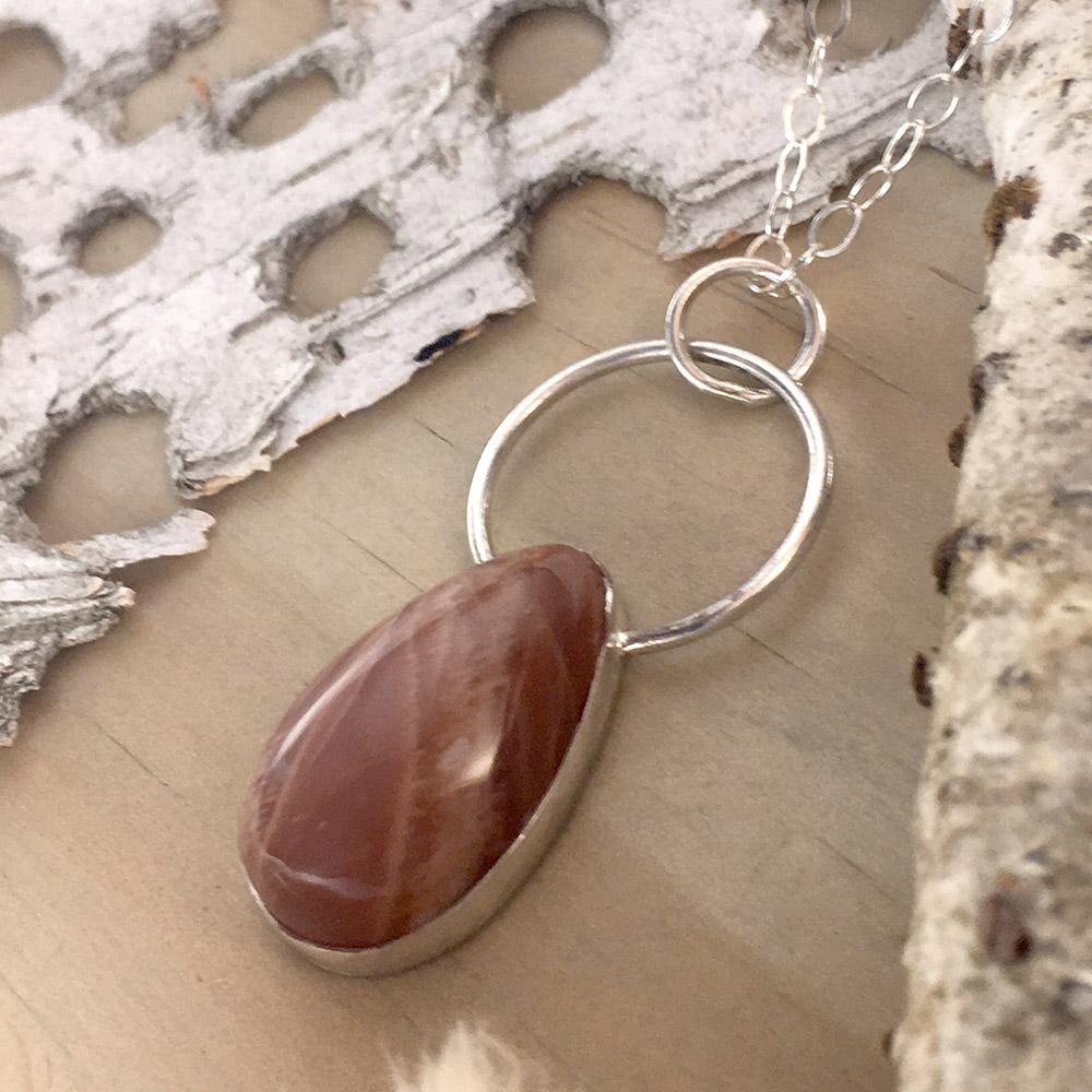 Moonstone Pendant Necklace Front View - Stone Treasures by the Lake