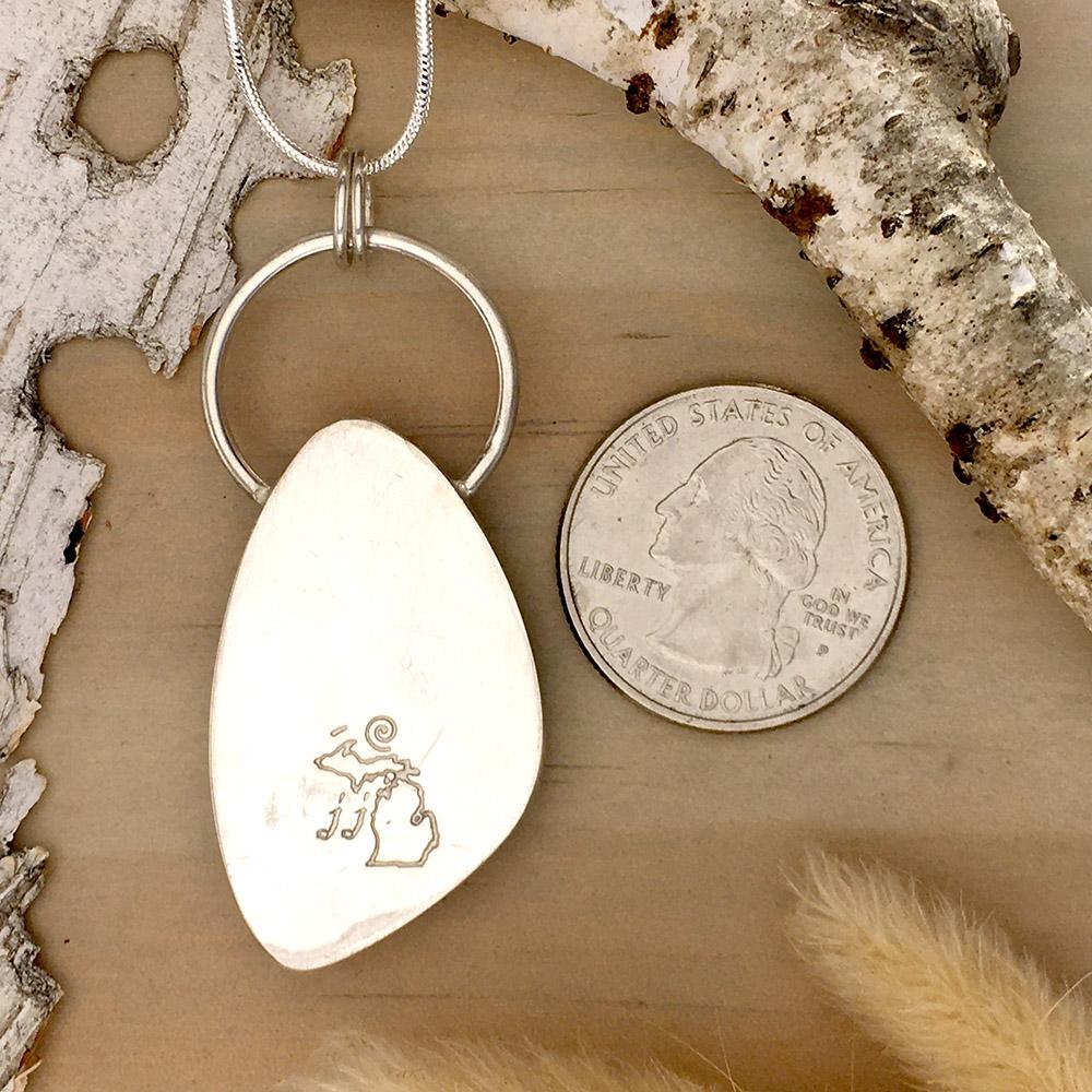 Lake Michigan Brecciated Chalcedony Pendant Necklace Back View - Stone Treasures by the Lake