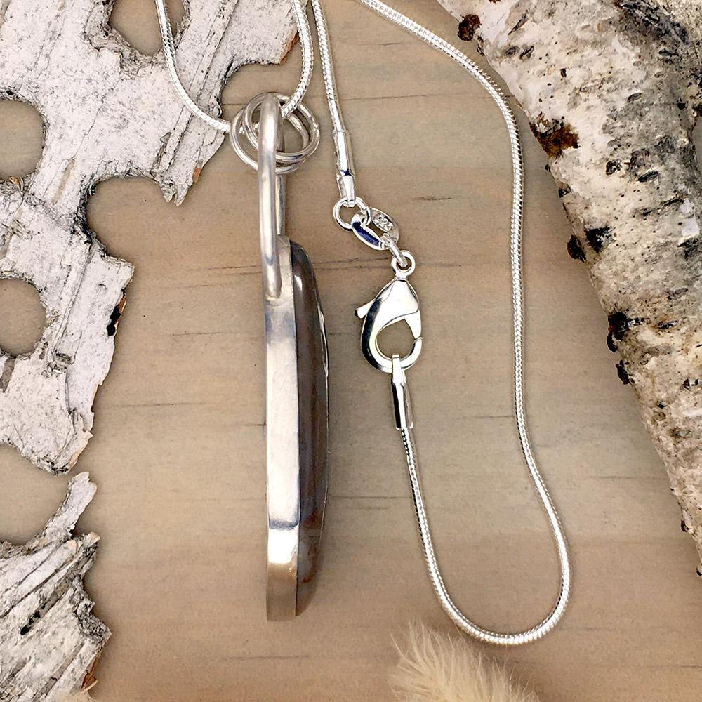 Lake Michigan Brecciated Chalcedony Pendant Necklace Side View - Stone Treasures by the Lake