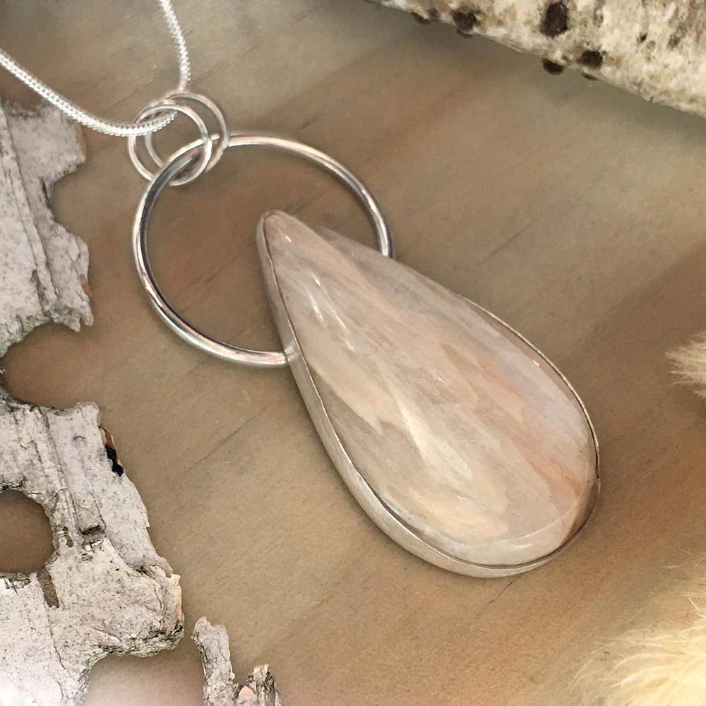 Scolecite Pendant Necklace Front View - Stone Treasures by the Lake