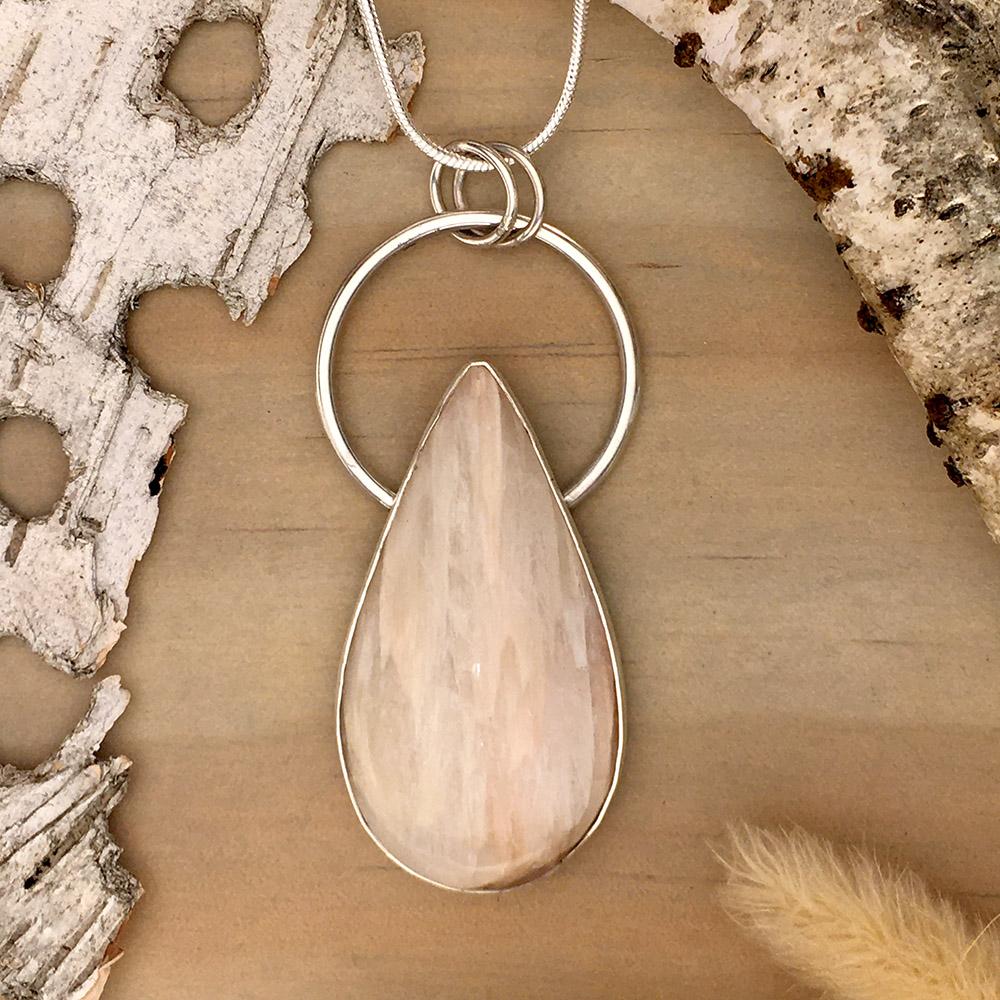 Scolecite Pendant Necklace Front View II - Stone Treasures by the Lake