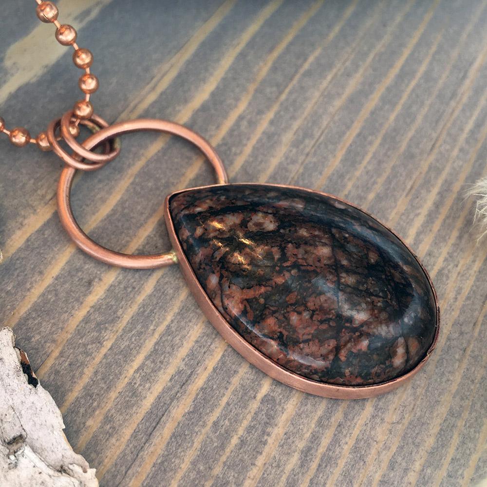 Lake Michigan Granite Pendant Necklace Front View - Stone Treasures by the Lake
