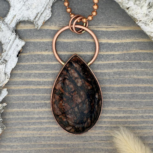 Lake Michigan Granite Pendant Necklace Front View II - Stone Treasures by the Lake