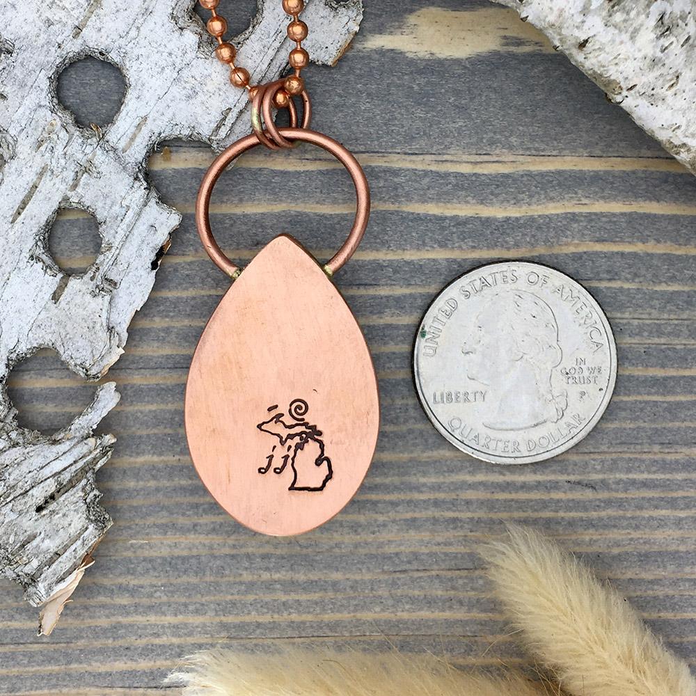 Lake Michigan Granite Pendant Necklace Back View - Stone Treasures by the Lake