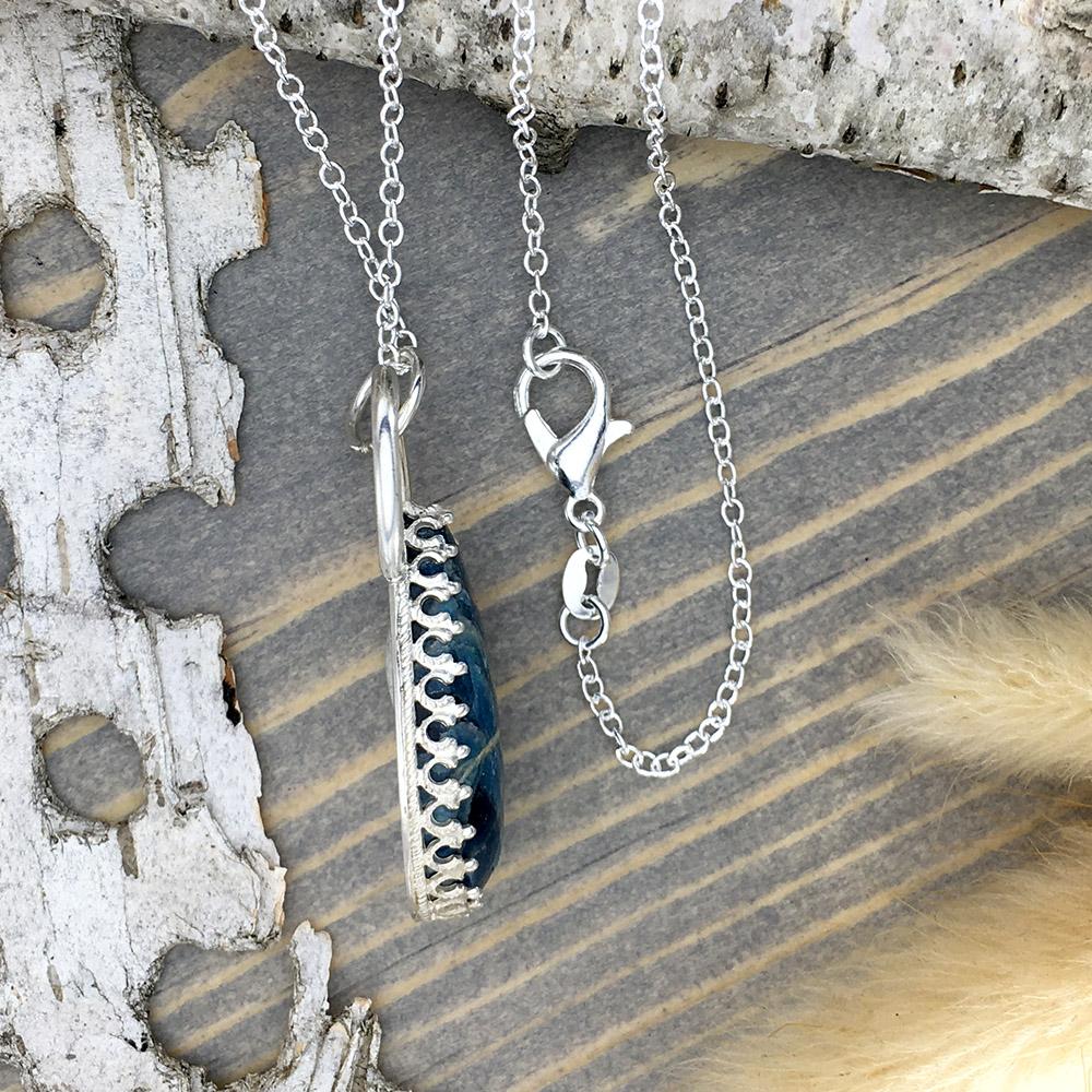 Apatite Pendant Necklace Side View - Stone Treasures by the Lake