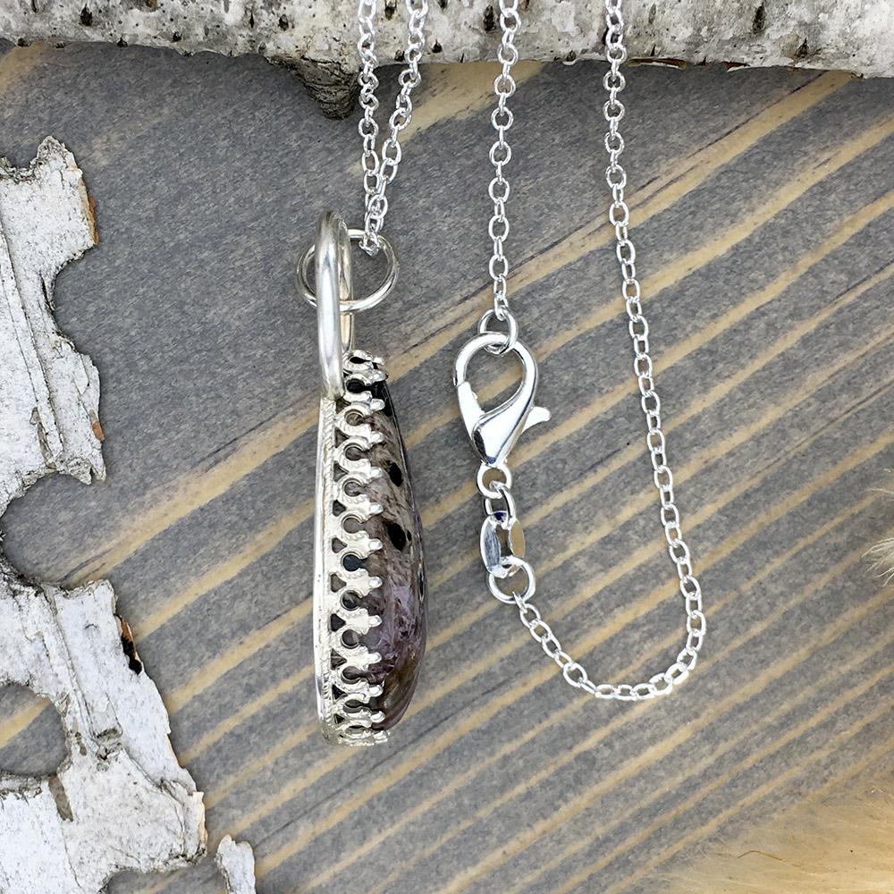 Charoite Pendant Necklace Side View- Stone Treasures by the Lake